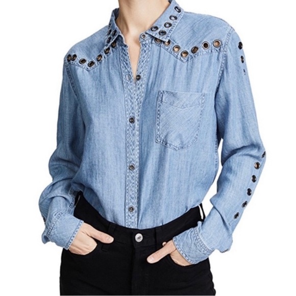 Rails Clayton Chambray Classic Denim Shirt Size: XS - Picture 2 of 10